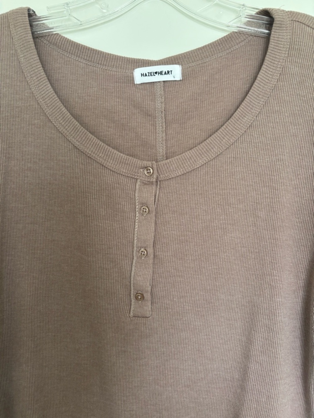 Hazel Heart Ribbed Henley Shirt XL - Picture 2 of 4